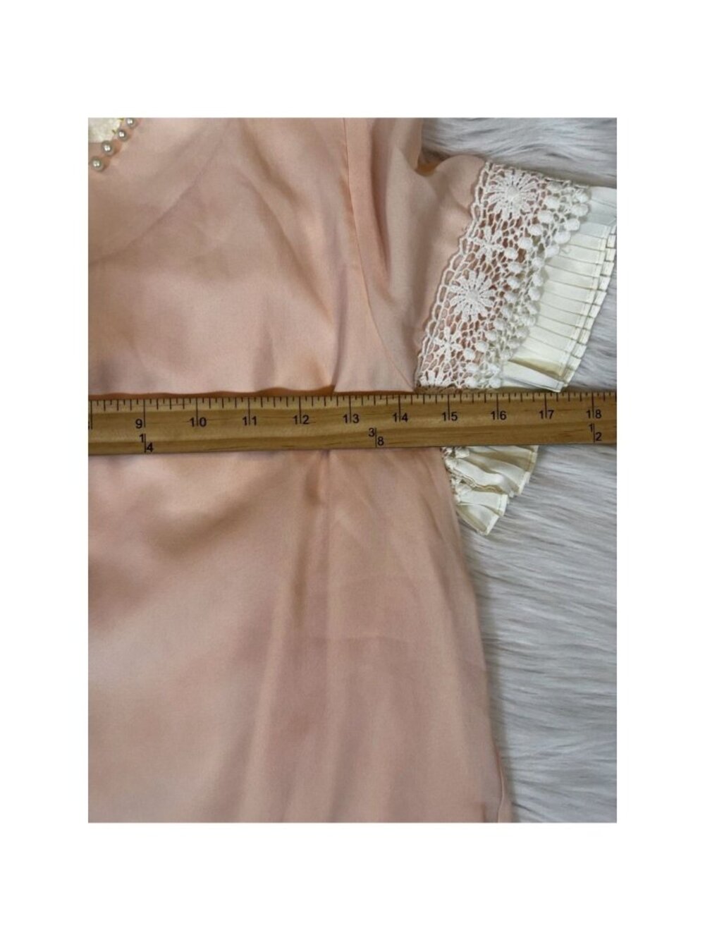 Vintage 1950s Womens Joni Blouse Xs Pink Baby Doll Short Sleeve Pleated Crochet - Picture 5 of 7